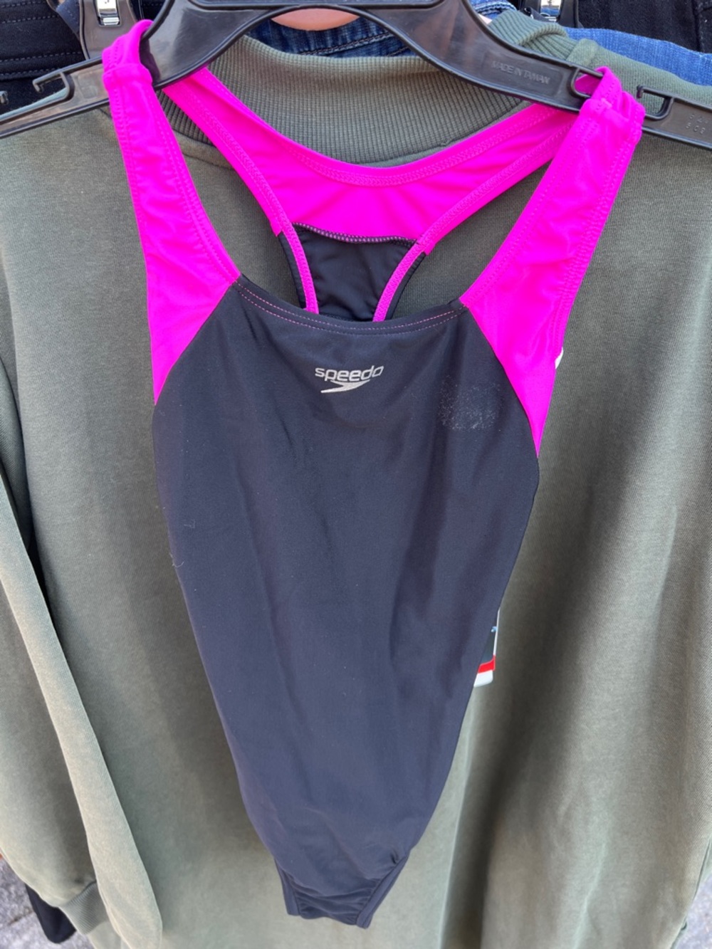 Speedo Black and Hot Pink Racerback Training One-Piece